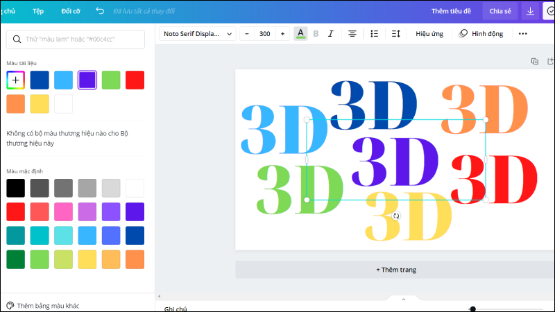 Chọn m&agrave;u cho 6 lớp chữ vừa nh&acirc;n bản